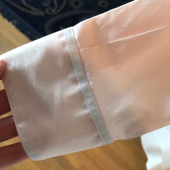 Pink Tartan blush pink button-down with white grosgrain trim - Picture 2 of 7